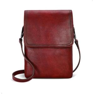 imageIswee Leather Crossbody Bags for Women RFID Blocking Cell Phone Purse Small AntiTheft Zippered with Card slotsWine