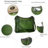 imageIswee Leather Crossbody Bags for Women Shoulder Purse Medium Hobo Genuine Leather Satchel Purses and HandbagsGreen
