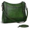imageIswee Leather Crossbody Bags for Women Shoulder Purse Medium Hobo Genuine Leather Satchel Purses and HandbagsGreen