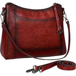 imageIswee Leather Crossbody Bags for Women Shoulder Purse Medium Hobo Genuine Leather Satchel Purses and HandbagsWine