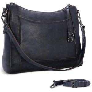 imageIswee Leather Crossbody Bags for Women Shoulder Purse Medium Hobo Genuine Leather Satchel Purses and HandbagsNavy Blue