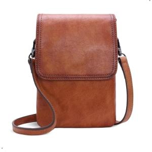 imageIswee Leather Crossbody Bags for Women RFID Blocking Cell Phone Purse Small AntiTheft Zippered with Card slotsLight Brown