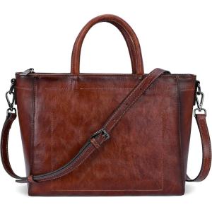 imageIswee Retro Leather Purse Tote Bag for Women Crossbody Purse and Handbags Shoulder Bags Large Top Handle Satchel BagsBrown