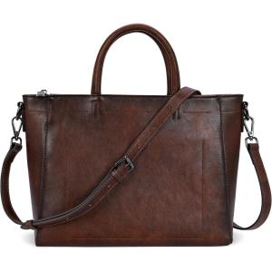 imageIswee Retro Leather Purse Tote Bag for Women Crossbody Purse and Handbags Shoulder Bags Large Top Handle Satchel BagsCoffee