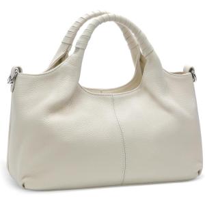 imageIswee Genuine Leather Shoulder Bags Purses and Handbags for Women Satchel Designer Cross Body Hobo Medium Size ToteBeige