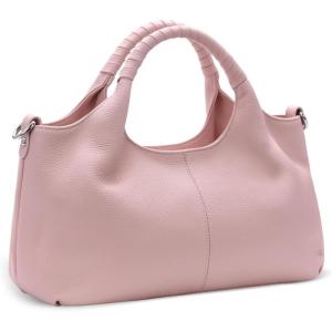 imageIswee Genuine Leather Shoulder Bags Purses and Handbags for Women Satchel Designer Cross Body Hobo Medium Size TotePink