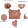 image:imageIswee Leather Crossbody Bags for Women Shoulder Purse Medium Hobo Genuine Leather Satchel Purses and HandbagsPink