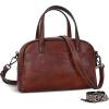 image:imageIswee Soft Leather Crossbody Bags for Women Shoulder Handbags Medium Size Satchel Travel Purse with Two Adjustable StrapBrown