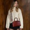 image:imageIswee Soft Leather Crossbody Bags for Women Shoulder Handbags Medium Size Satchel Travel Purse with Two Adjustable StrapBrown