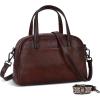 image:imageIswee Soft Leather Crossbody Bags for Women Shoulder Handbags Medium Size Satchel Travel Purse with Two Adjustable StrapCoffee