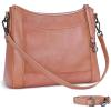 image:imageIswee Leather Crossbody Bags for Women Shoulder Purse Medium Hobo Genuine Leather Satchel Purses and HandbagsPink
