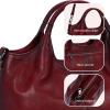 image:imageIswee Genuine Leather Purses for Women Satchel Handbags Crossbody Shoulder Bag Designer Top Handle Bag Hobo Medium Size  Genuine leather Classic Handbag Leather Purse Cross Body BagWine