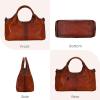 image:imageIswee Genuine Leather Purses for Women Satchel Handbags Crossbody Shoulder Bag Designer Top Handle Bag Hobo Medium Size  Genuine leather Classic Handbag Leather Purse Cross Body BagBrown