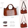 image:imageIswee Genuine Leather Purses for Women Satchel Handbags Crossbody Shoulder Bag Designer Top Handle Bag Hobo Medium Size  Genuine leather Classic Handbag Leather Purse Cross Body BagBrown