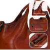 image:imageIswee Genuine Leather Purses for Women Satchel Handbags Crossbody Shoulder Bag Designer Top Handle Bag Hobo Medium Size  Genuine leather Classic Handbag Leather Purse Cross Body BagBrown