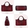 image:imageIswee Genuine Leather Purses for Women Satchel Handbags Crossbody Shoulder Bag Designer Top Handle Bag Hobo Medium Size  Genuine leather Classic Handbag Leather Purse Cross Body BagWine