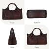 image:imageIswee Genuine Leather Purses for Women Satchel Handbags Crossbody Shoulder Bag Designer Top Handle Bag Hobo Medium Size  Genuine leather Classic Handbag Leather Purse Cross Body BagCoffee
