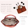 image:imageIswee Genuine Leather Purses for Women Satchel Handbags Crossbody Shoulder Bag Designer Top Handle Bag Hobo Medium Size  Genuine leather Classic Handbag Leather Purse Cross Body BagBrown