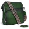 image:imageIswee Leather Crossbody Bags for Women Multi Pockets Medium Shoulder Bag Lightweight Functional Travel PurseGreen