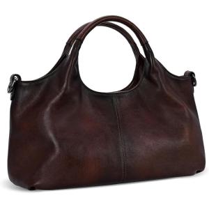 image:imageIswee Genuine Leather Purses for Women Satchel Handbags Crossbody Shoulder Bag Designer Top Handle Bag Hobo Medium Size  Genuine leather Classic Handbag Leather Purse Cross Body BagCoffee