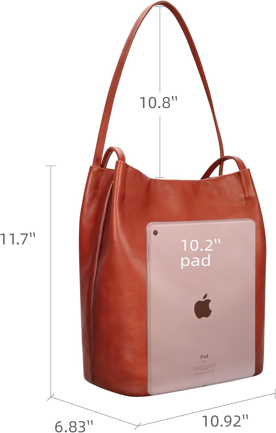 image:imageIswee Leather Shoulder Bags for Women Vintage Tote Bag Ladies Purses and Handbags Soft Everyday Bucket Purse for WorkReddish Brown
