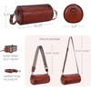 image:imageIswee Soft Leather Crossbody Purse for Women Barrel Bag Shoulder Handbags Medium Size Satchel Purse with Two Adjustable StrapBrown