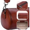 image:imageIswee Soft Leather Crossbody Purse for Women Barrel Bag Shoulder Handbags Medium Size Satchel Purse with Two Adjustable StrapBrown