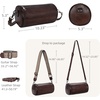 image:imageIswee Soft Leather Crossbody Purse for Women Barrel Bag Shoulder Handbags Medium Size Satchel Purse with Two Adjustable StrapCoffee
