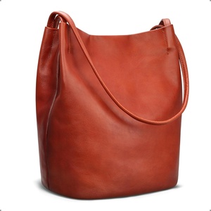 image:imageIswee Leather Shoulder Bags for Women Vintage Tote Bag Ladies Purses and Handbags Soft Everyday Bucket Purse for WorkReddish Brown