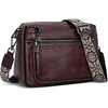image:imageIswee Crossbody Bags for Women Rfid Travel Medium Leather Purse Shoulder Handbag with Adjustable Strap Multiple PocketsCoffee
