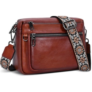 image:imageIswee Crossbody Bags for Women Rfid Travel Medium Leather Purse Shoulder Handbag with Adjustable Strap Multiple PocketsBrown