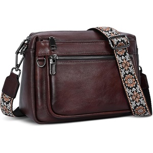image:imageIswee Crossbody Bags for Women Rfid Travel Medium Leather Purse Shoulder Handbag with Adjustable Strap Multiple PocketsCoffee