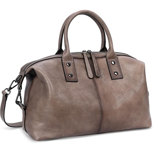 image:imageIswee Genuine Leather Satchel Tote Bag Top Handle Handbag Designer Shoulder Bag Large Capacity Cross Body BagLight Grey