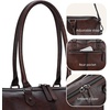 image:imageIswee Genuine Leather Purse Shoulder Bag for Women Satchel Handbag Tote  Large Vintage Leather Cross Body Purses and Handbags Daily Work Travel Tote Bag Satchel HoboCoffee