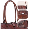 image:imageIswee Genuine Leather Purse Shoulder Bag for Women Satchel Handbag Tote  Large Vintage Leather Cross Body Purses and Handbags Daily Work Travel Tote Bag Satchel HoboBrown