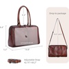 image:imageIswee Genuine Leather Purse Shoulder Bag for Women Satchel Handbag Tote  Large Vintage Leather Cross Body Purses and Handbags Daily Work Travel Tote Bag Satchel HoboBrown