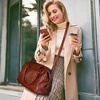 image:imageIswee Genuine Leather Satchel Handbag for Women Purse Shoulder Tote Bag  Brown Purse Soft Leather Shoulder Bag Top Handle Crossbody Handbags Large Capacity Vintage Work Travel Hobo BagsWine