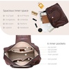 image:imageIswee Genuine Leather Satchel Handbag for Women Purse Shoulder Tote Bag  Brown Purse Soft Leather Shoulder Bag Top Handle Crossbody Handbags Large Capacity Vintage Work Travel Hobo BagsWine