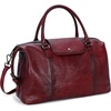 image:imageIswee Genuine Leather Satchel Handbag for Women Purse Shoulder Tote Bag  Brown Purse Soft Leather Shoulder Bag Top Handle Crossbody Handbags Large Capacity Vintage Work Travel Hobo BagsWine