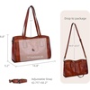 image:imageIswee Genuine Leather Shoulder Bag for Women Purses and Handbags Large ToteBrown