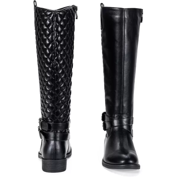 Vepose Womens 49 Knee High Tall Riding Boots with Low Heel  Wide CalfA949black