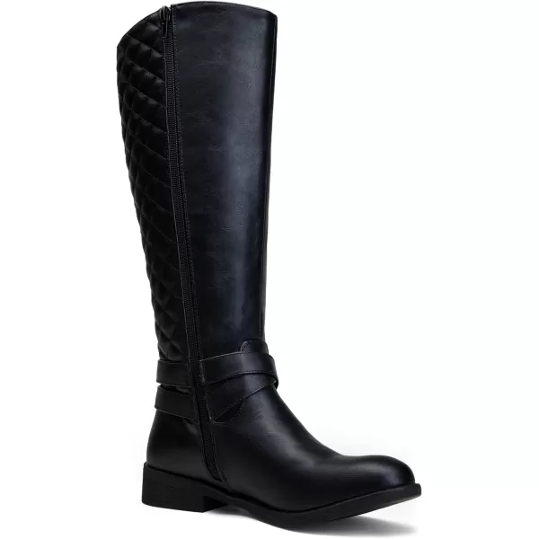 Vepose Womens 49 Knee High Tall Riding Boots with Low Heel  Wide CalfA949black