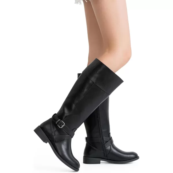 Vepose Womens 49 Knee High Tall Riding Boots with Low Heel  Wide CalfHigh Knee948black