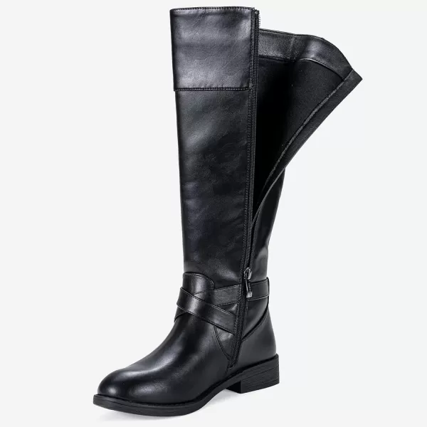 Vepose Womens 49 Knee High Tall Riding Boots with Low Heel  Wide CalfHigh Knee948black