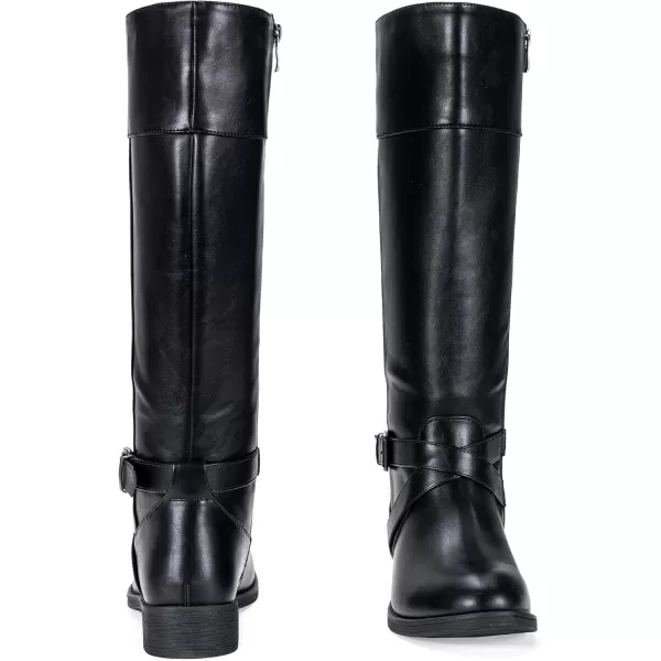 Vepose Womens 49 Knee High Tall Riding Boots with Low Heel  Wide CalfHigh Knee948black