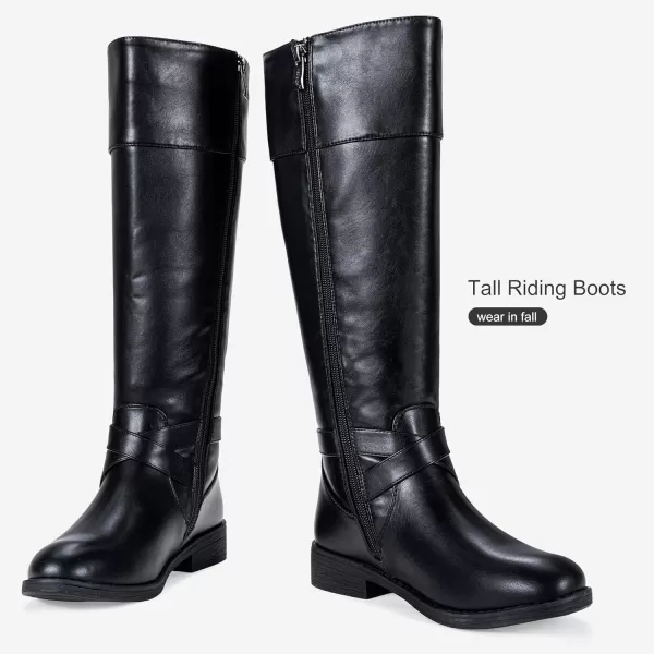 Vepose Womens 49 Knee High Tall Riding Boots with Low Heel  Wide CalfHigh Knee948black