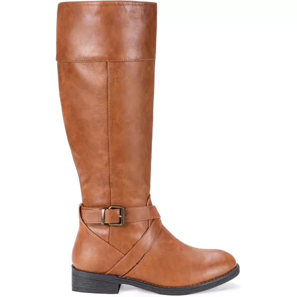 Vepose Womens 49 Knee High Tall Riding Boots with Low Heel  Wide CalfHigh Knee948brown