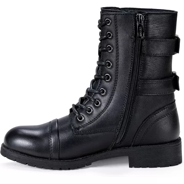 Vepose Womens 928 Military Combat Boots Mid Calf Bootswith Card Knife Wallet PocketLeather929lblack