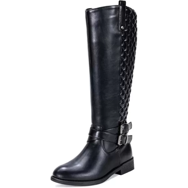 Vepose Womens 49 Knee High Tall Riding Boots with Low Heel  Wide CalfA949black