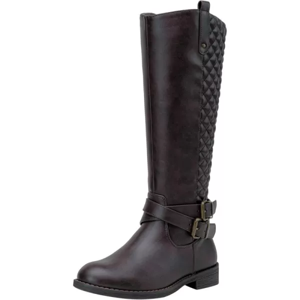 Vepose Womens 49 Knee High Tall Riding Boots with Low Heel  Wide CalfRiding Boots949brownDark Brown